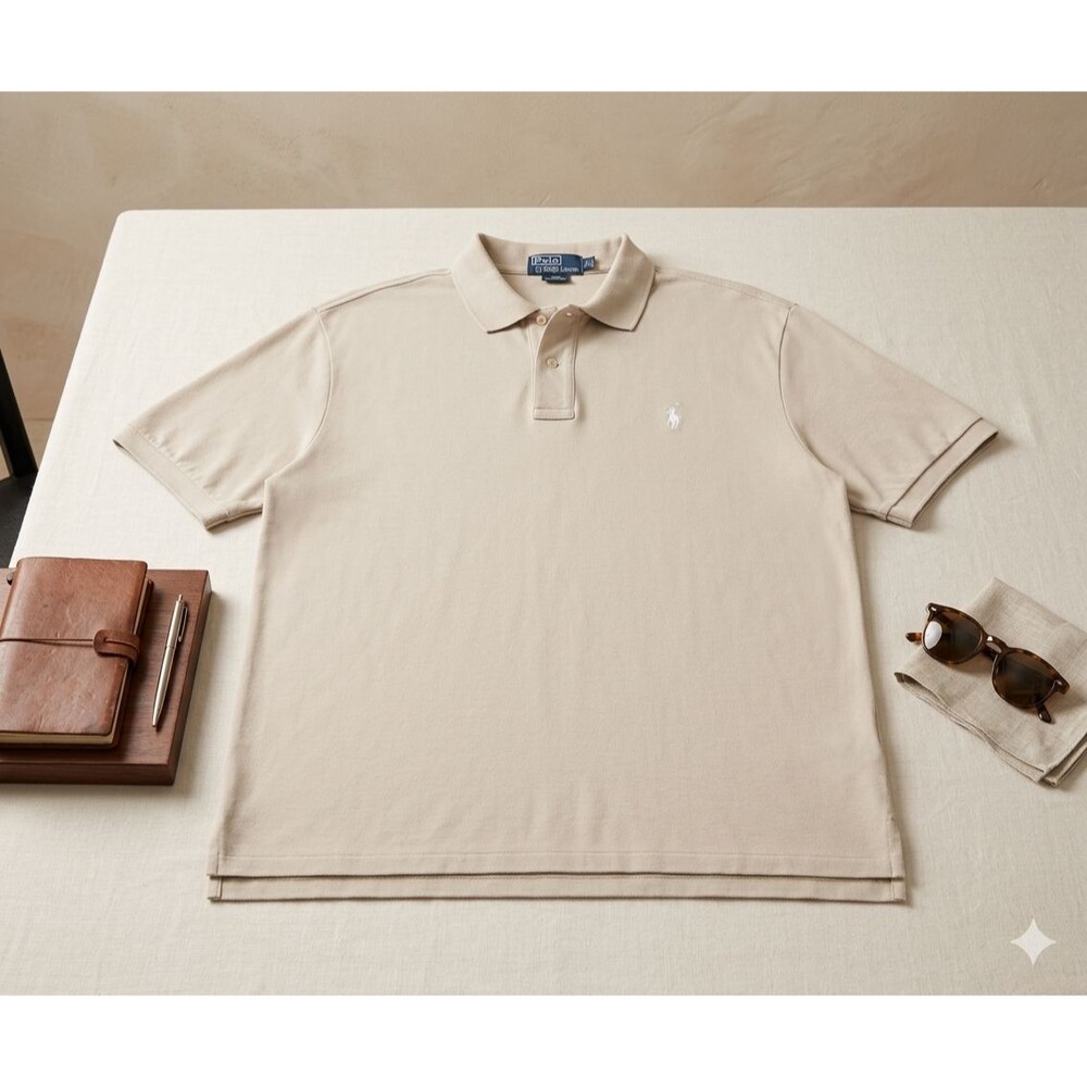 Polo Ralph Lauren Mens 4XB Big Classic Fit Tan Pique Polo Shirt Embroidered Pony